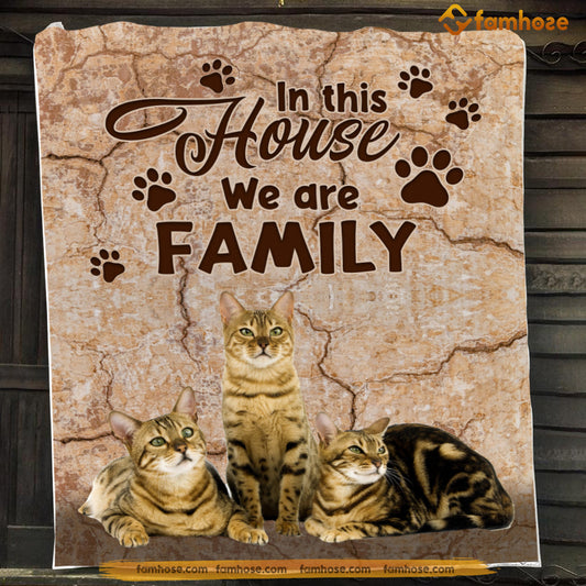 Cat Blanket, In This House We Are Family Fleece Blanket - Sherpa Blanket Gift For Cat Lover, Cat Owners