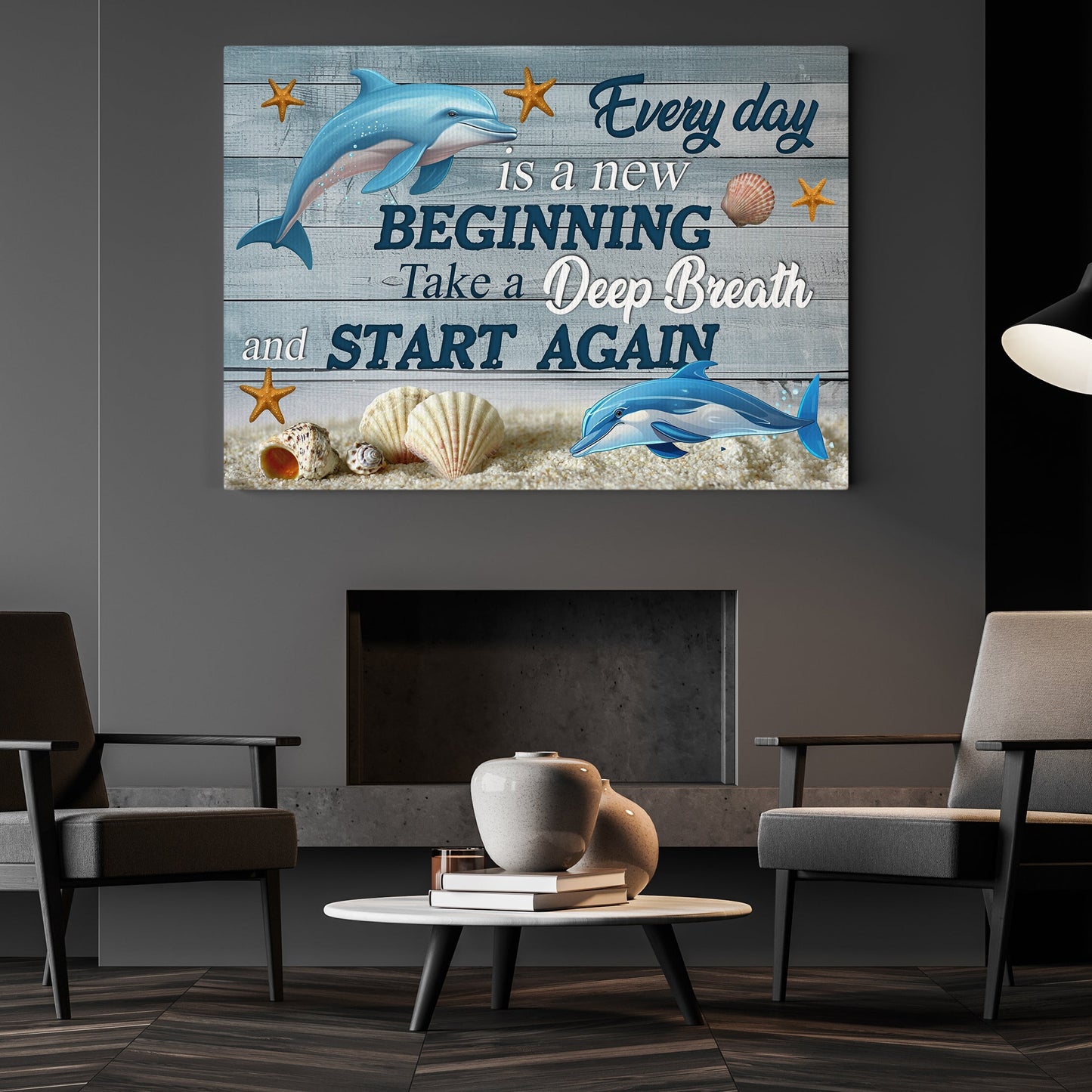 Every Day Is A New Beginning, Motivational Canvas Painting, Inspirational Quotes Wall Art Decor, Poster Gift For Ocean Lovers