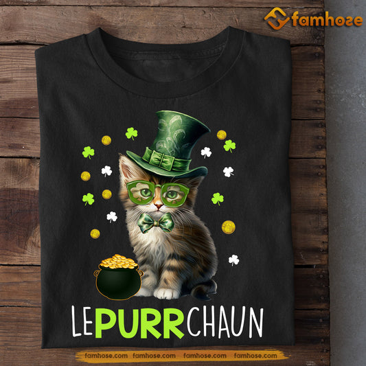 St Patrick's Day Cat T-shirt, Lepurrchaun, Patricks Day Gift For Cat Lovers Cat Owners, Cat Tees