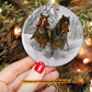 Christmas Horse Ornament, Horse Together Into The Forest Gift For Horse Lovers, Circle Ceramic Ornament