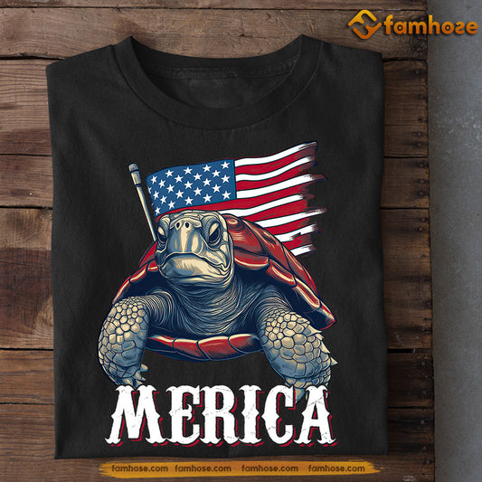 July 4th Turtle T-shirt, Turtle Bring USA Flag, Independence Day Gift For Turtle Lovers, Turtle Tees