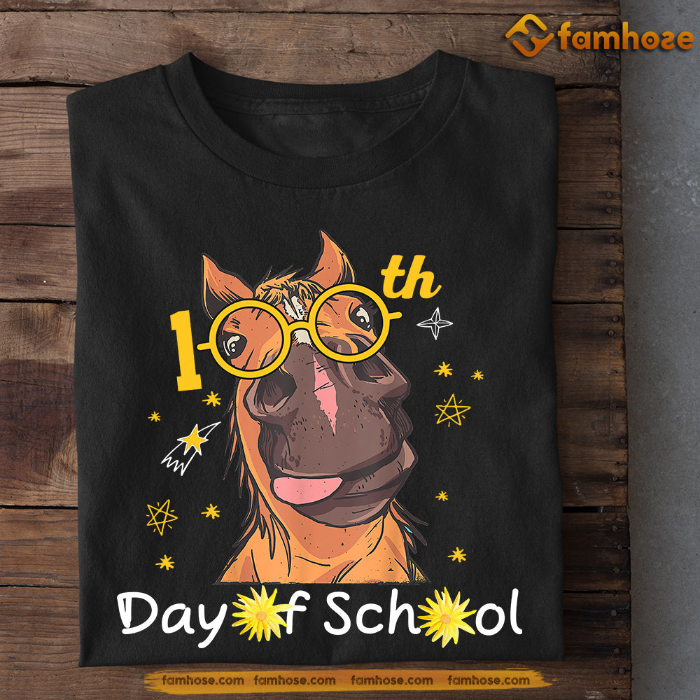 Horse T-shirt, 100 Days of School, Back To School Gift For Horse Lovers, Horse Kids, Horse Tees