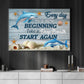 Every Day Is A New Beginning, Motivational Canvas Painting, Inspirational Quotes Wall Art Decor, Poster Gift For Ocean Lovers