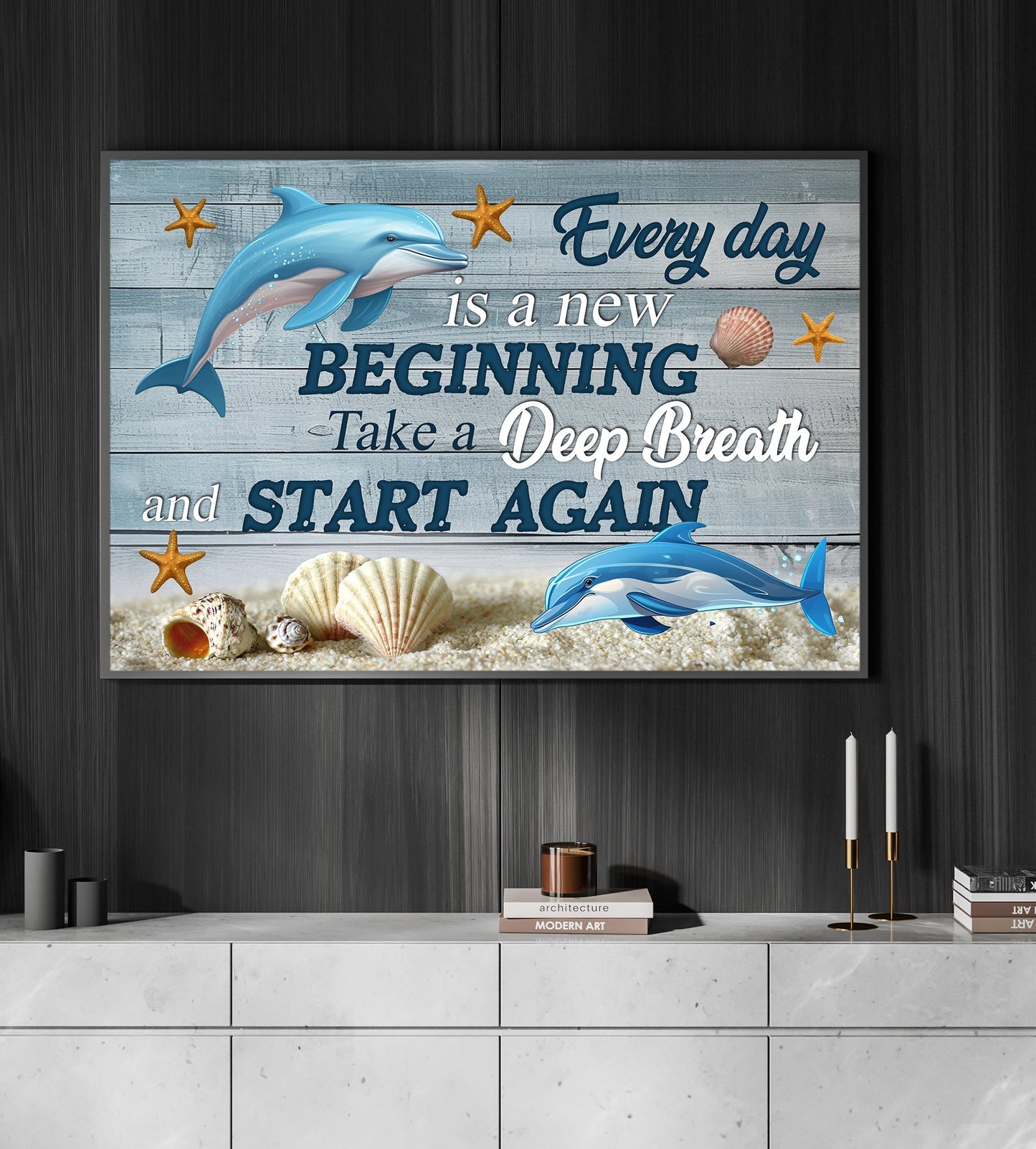 Every Day Is A New Beginning, Motivational Canvas Painting, Inspirational Quotes Wall Art Decor, Poster Gift For Ocean Lovers