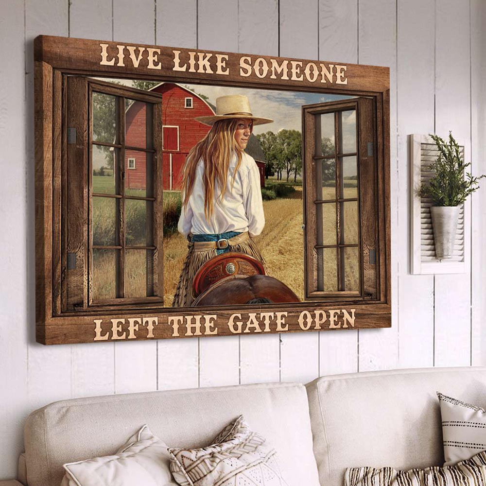 Horse Riding Poster & Canvas, Live Like Someone Left The Gate Open, Horse Canvas Wall Art, Poster Gift For Horse Lovers