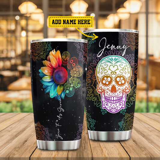 Skull Tumbler, For Fucks Givens, Skull Personalized Stainless Steel Tumbler, Tumbler Gifts For Skull Lovers