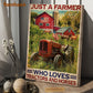 Tractor Poster & Canvas, Just A Farmer Who Loves Tractors And Horses, Tractor Canvas Wall Art, Poster Gift For Tractor Lovers