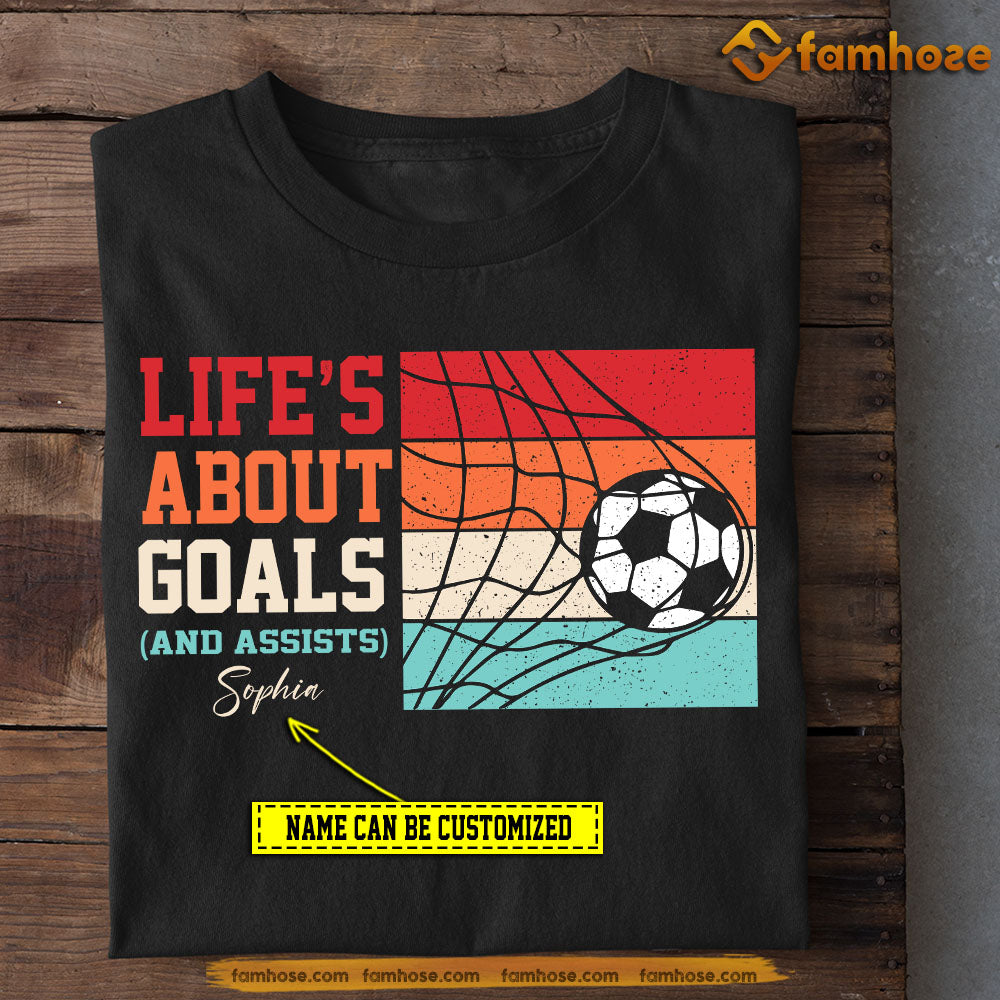 Personalized Vintage Soccer T-shirt, Life's About Goals, Gift For Soccer Lovers, Soccer Players