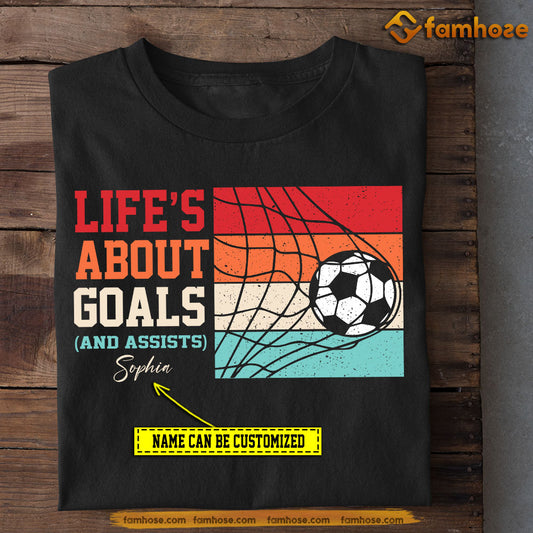 Personalized Vintage Soccer T-shirt, Life's About Goals, Gift For Soccer Lovers, Soccer Players