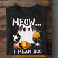 Cute Halloween Cat T-shirt, Meow I Mean Boo, Gift For Cat Lovers, Cat Tees, Cat Owners