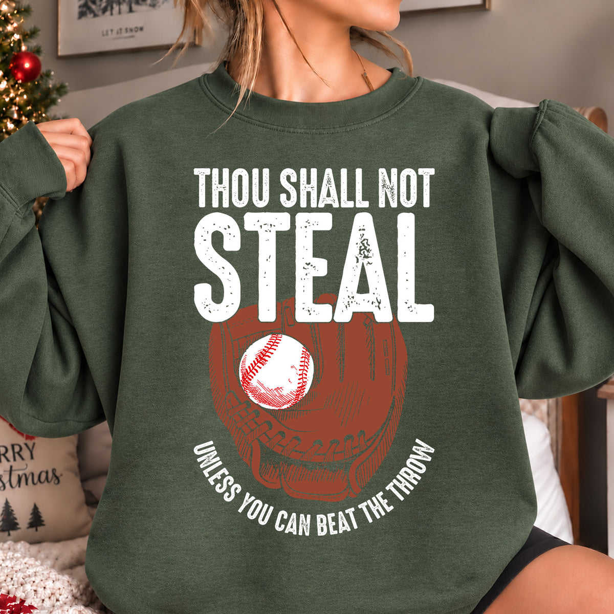 Baseball Sweatshirt, Thou Shall Not Steal Sports Crewneck Sweatshirt Gift For Baseball Lovers