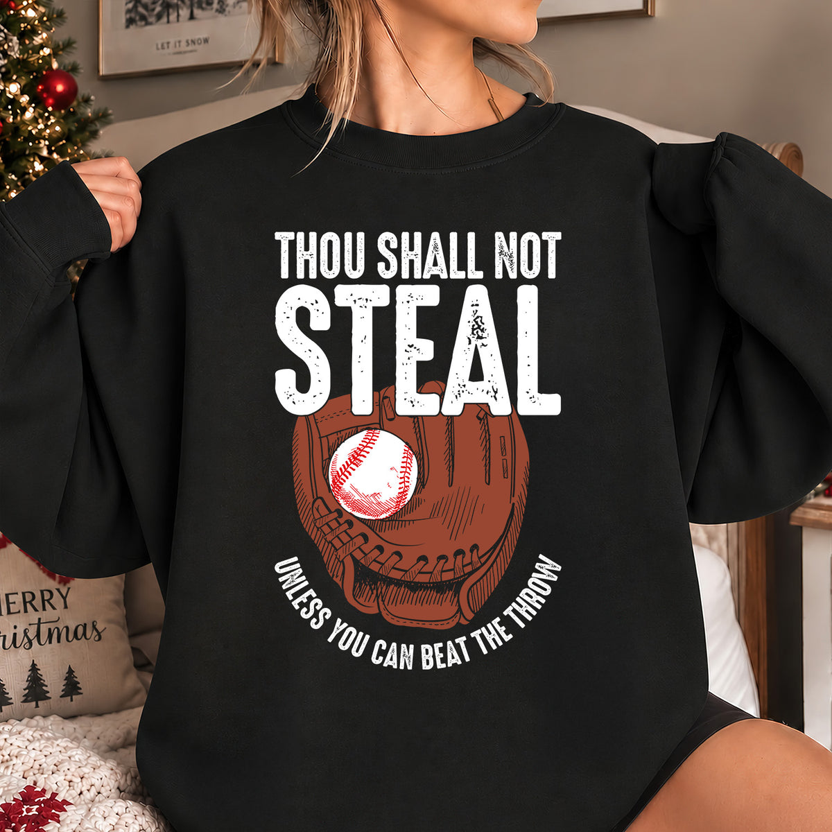 Baseball Sweatshirt, Thou Shall Not Steal Sports Crewneck Sweatshirt Gift For Baseball Lovers