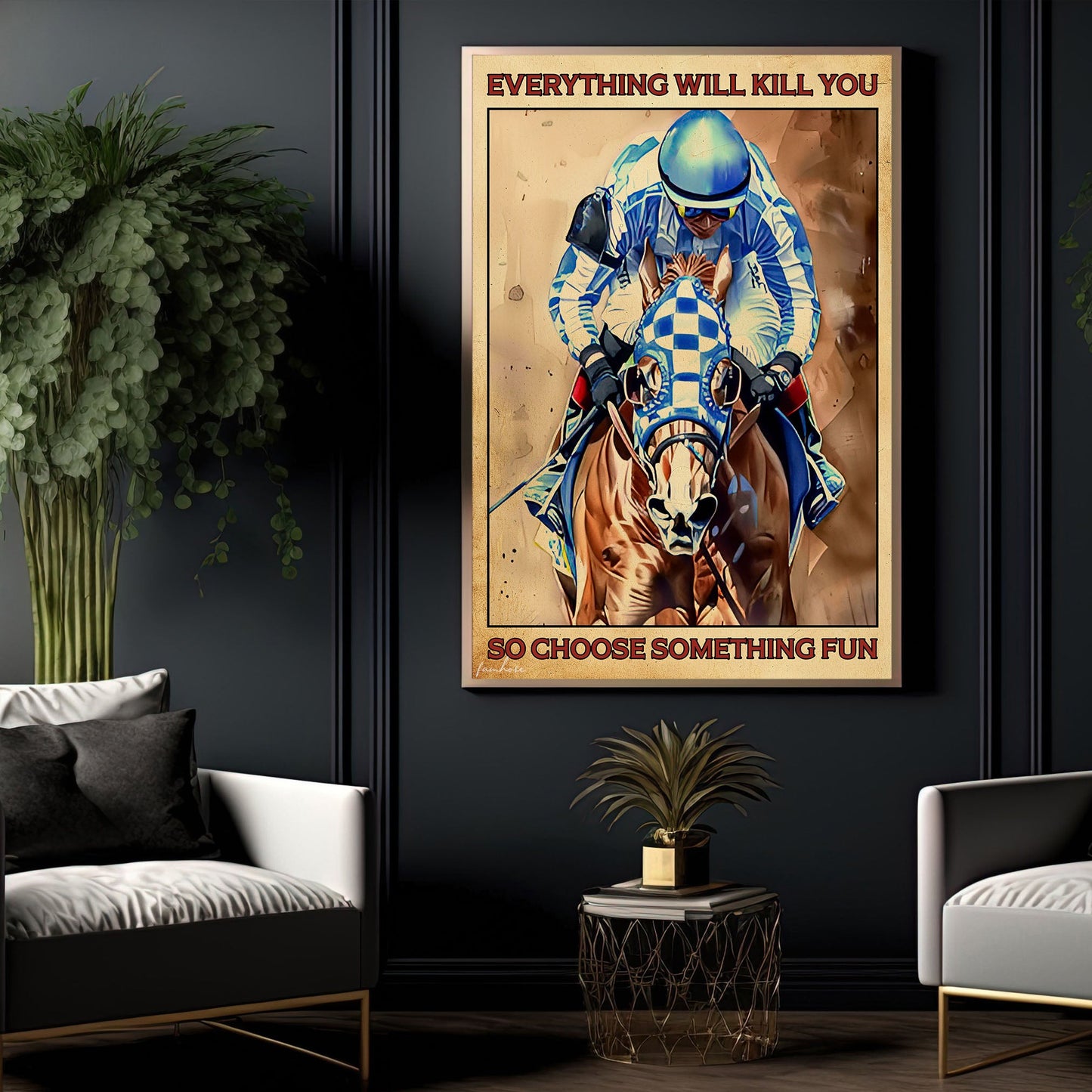 Motivational Quotes Secretariat Canvas Painting, Choose Something Fun, Jockey Wall Art Decor, Poster Gift For Horse Racing Lovers