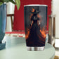 Cool Halloween Witch Tumbler, Fire Witch In Rage Dark Stainless Steel Tumbler, Gift For Witch Lovers