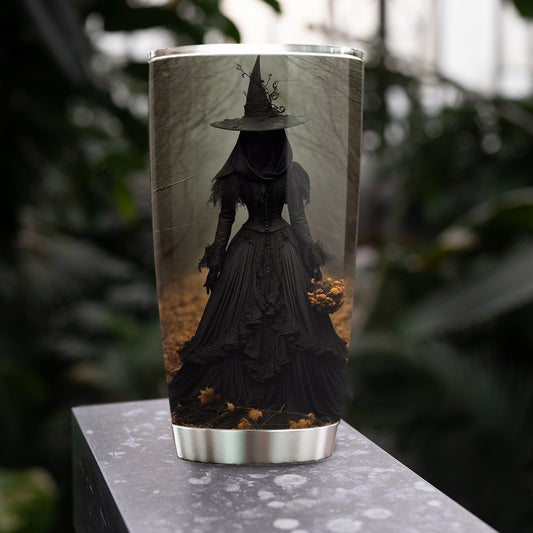 Witch Tumbler, Dark Earth Witch In Forest Stainless Steel Tumbler, Gift For Witch Lovers
