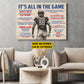 It's All In The Game, Personalized Motivational Football Boy Canvas Painting, Inspirational Quotes Wall Art Decor, Poster Gift For Football Lovers, Football Boy Players
