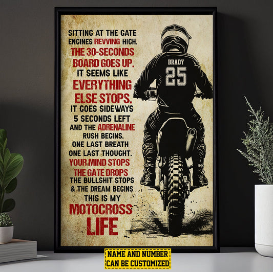 Personalized Motivational Motocross Canvas Painting, Inspirational Quotes Wall Art Decor, Poster Gift For Motocross Lovers