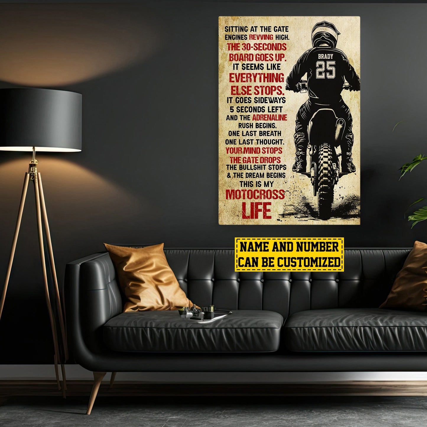 Personalized Motivational Motocross Canvas Painting, Inspirational Quotes Wall Art Decor, Poster Gift For Motocross Lovers