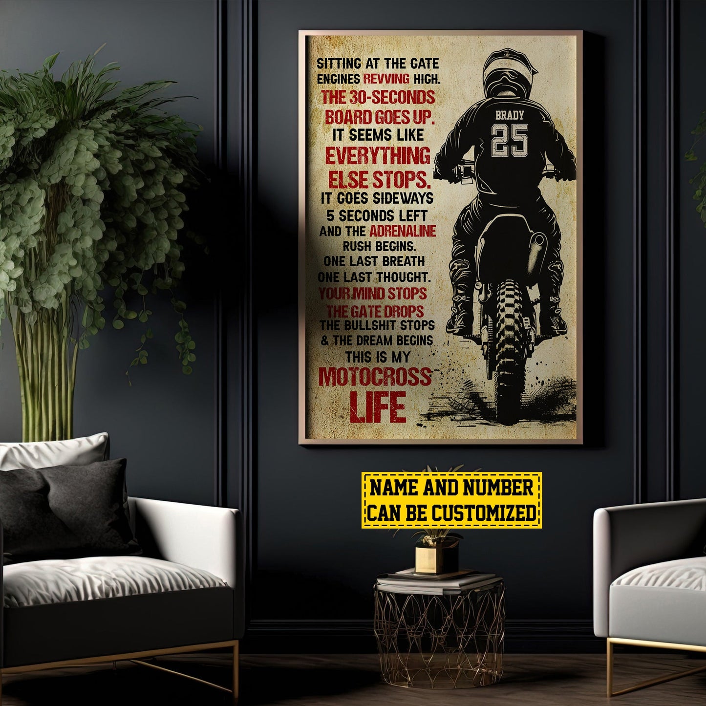 Personalized Motivational Motocross Canvas Painting, Inspirational Quotes Wall Art Decor, Poster Gift For Motocross Lovers