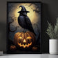 Black Raven Witch Moonlight Halloween Canvas Painting, Wall Art Decor - Halloween Poster Gift