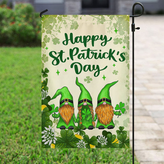 Gnomes Hold The Clovers, St Patrick's Day Garden Flag & House Flag Gift, St Patricks Day Irish Outdoor Decoration Gift For Gnome Lovers