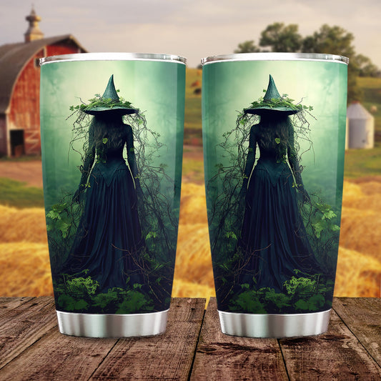 Halloween Witch Tumbler, Spooky Witch In Dark Forest Stainless Steel Tumbler, Gift For Witch Lovers