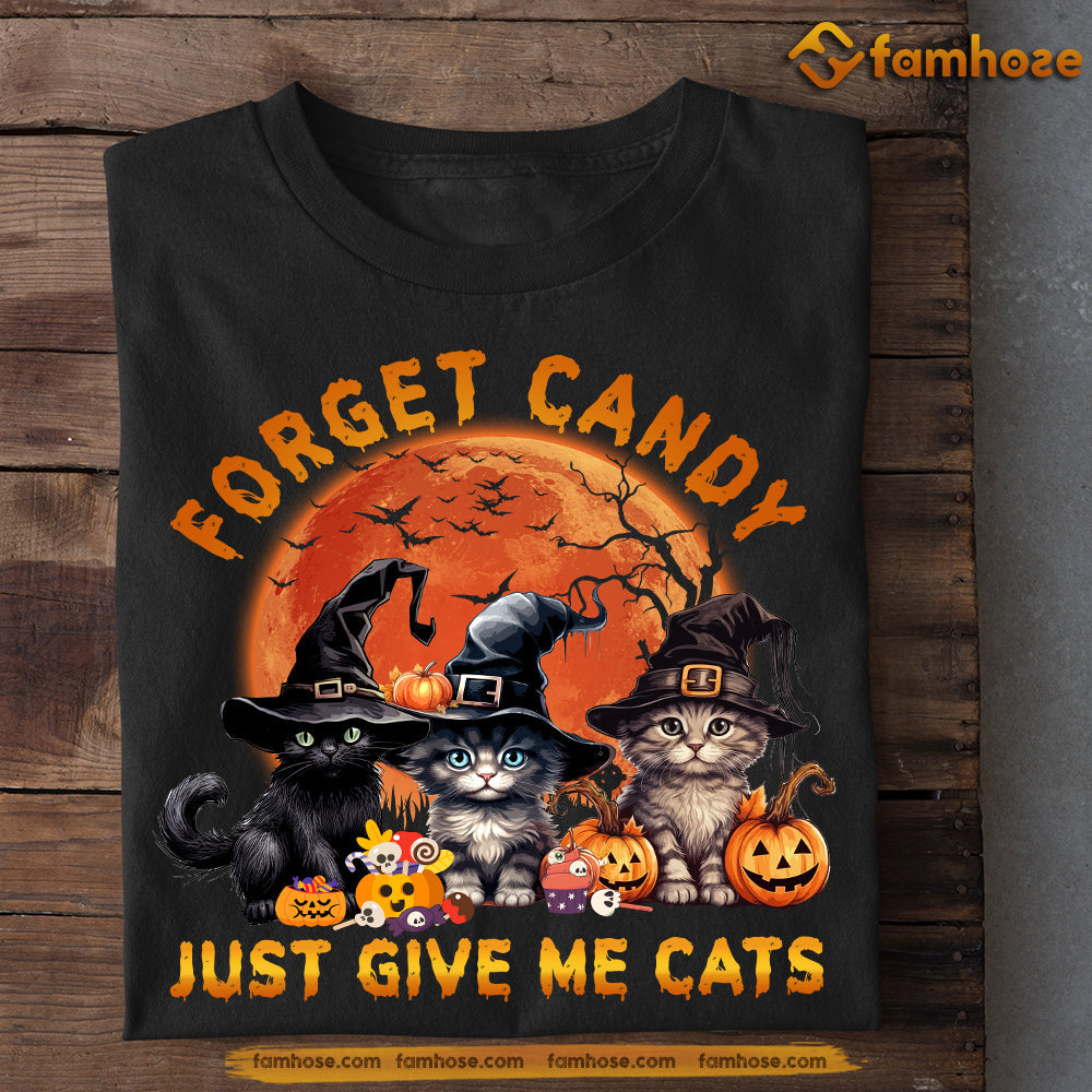 Funny Halloween Cat T-shirt, Forget Candy Just Give Me Cats, Gift For Cat Lovers, Cat Tees, Cat Owners