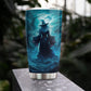 Halloween Witch Tumbler, Striking Water Witch In The Storm Moonlight Stainless Steel Tumbler, Gift For Witch Lovers