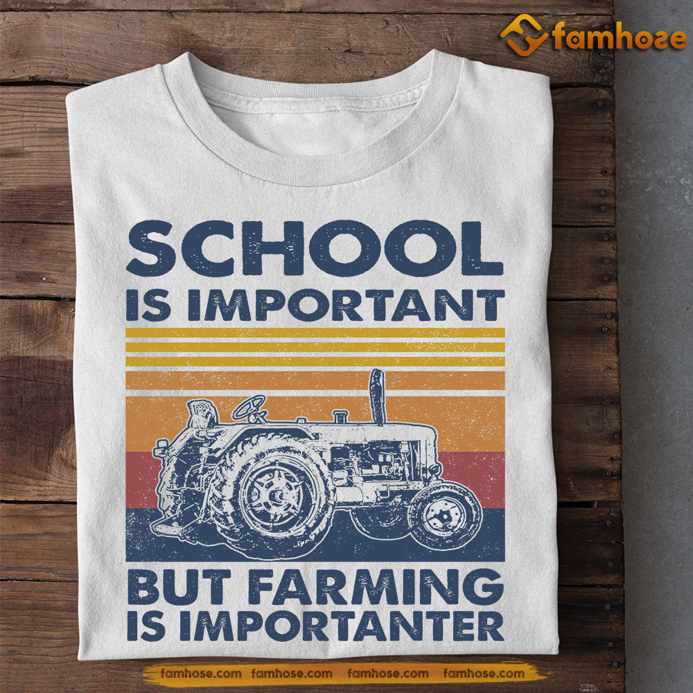 Farmer T-shirt, School Is Important But Farming Is Importanter, Back To School Gift For Tractor Lovers, Farmers Tees