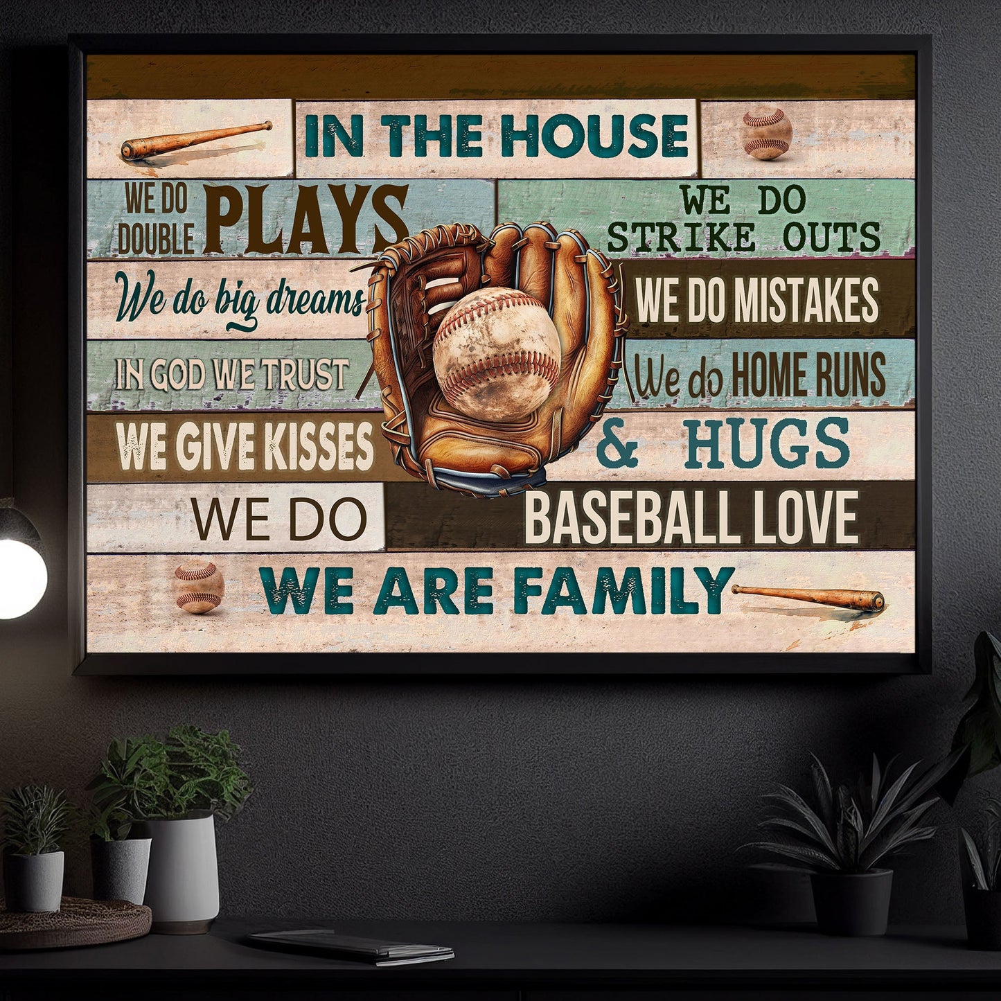 In The House We Do Big Dream, Motivational Canvas Painting, Inspirational Quotes Wall Art Decor, Poster Gift For Baseball Lovers