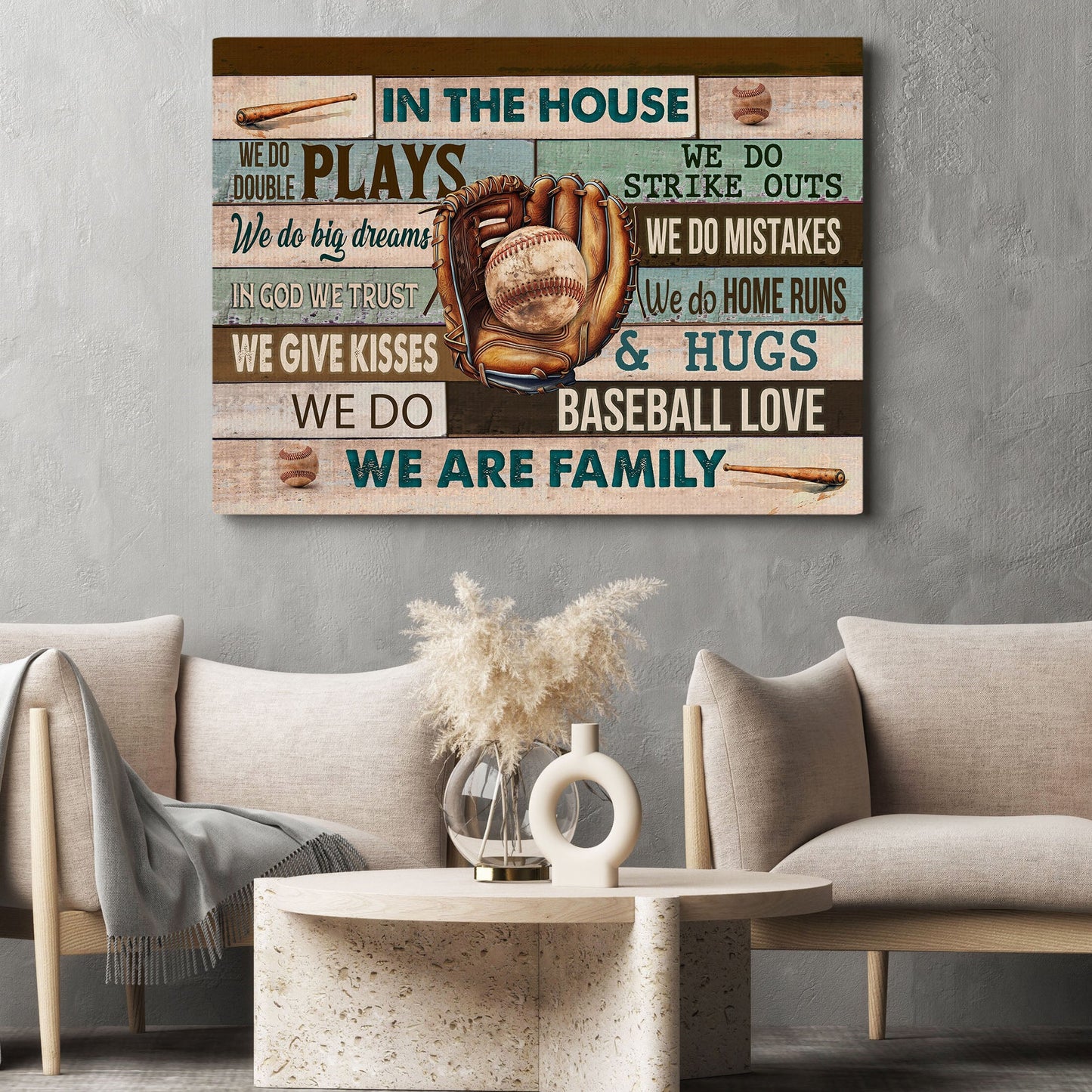 In The House We Do Big Dream, Motivational Canvas Painting, Inspirational Quotes Wall Art Decor, Poster Gift For Baseball Lovers