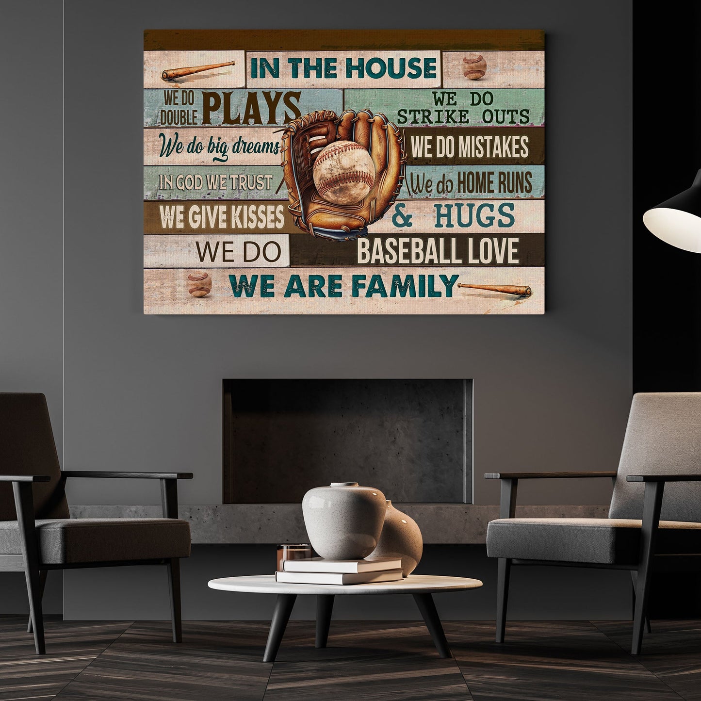 In The House We Do Big Dream, Motivational Canvas Painting, Inspirational Quotes Wall Art Decor, Poster Gift For Baseball Lovers