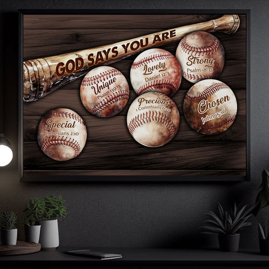 God Says You Are Unique Chosen, Baseball Canvas Painting, Wall Art Decor - Poster Gift For Baseball Lovers