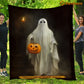 Ghost Blanket, The Ghosts Hold The Pumpkin Fleece Blanket - Sherpa Blanket Gift For Halloween