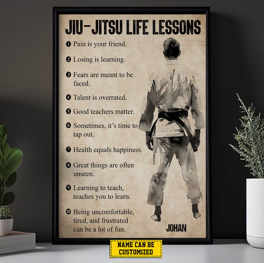 Personalized Jiu Jitsu Life Lessons Canvas Painting, Inspirational Quotes Wall Art Decor, Poster Gift For Jiu Jitsu Lovers