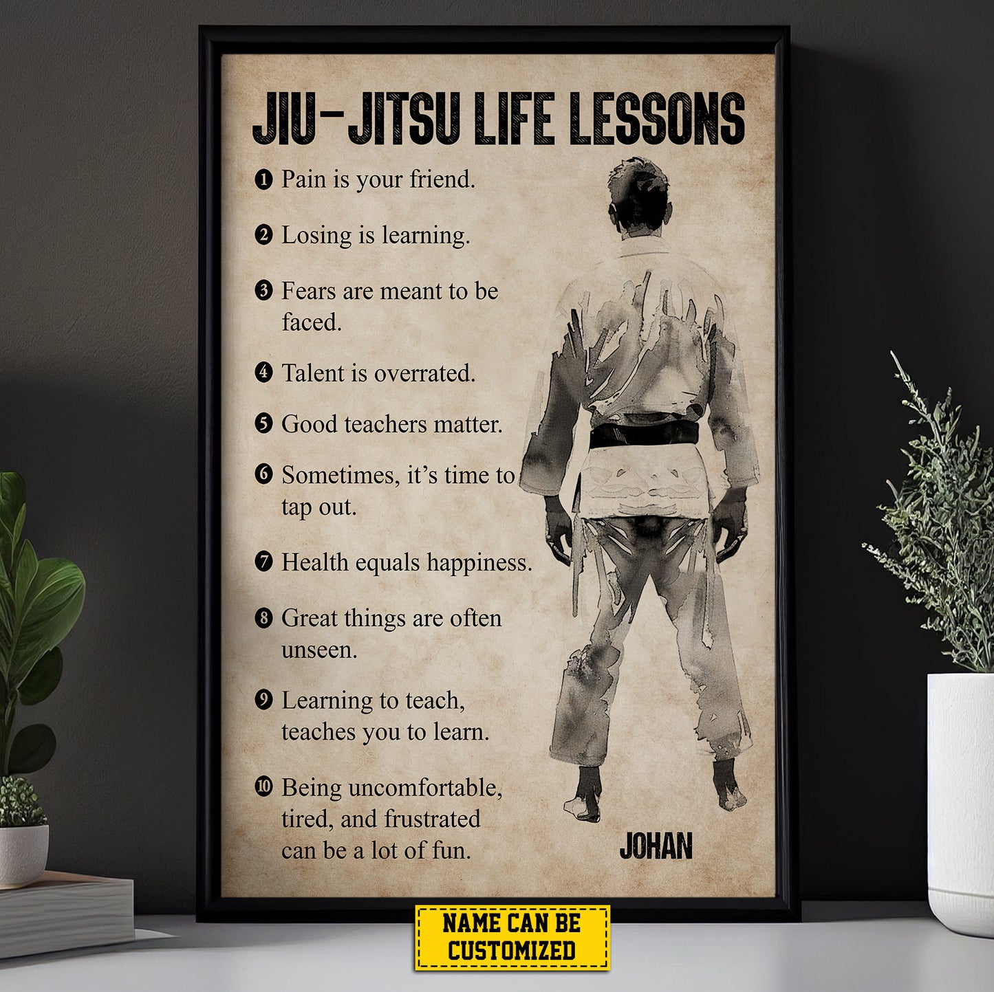 Personalized Jiu Jitsu Life Lessons Canvas Painting, Inspirational Quotes Wall Art Decor, Poster Gift For Jiu Jitsu Lovers