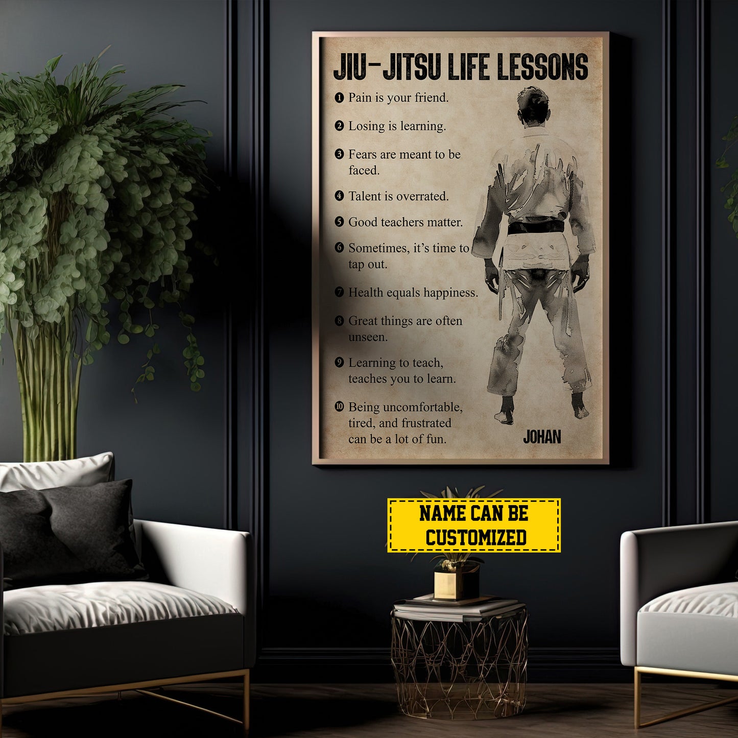 Personalized Jiu Jitsu Life Lessons Canvas Painting, Inspirational Quotes Wall Art Decor, Poster Gift For Jiu Jitsu Lovers