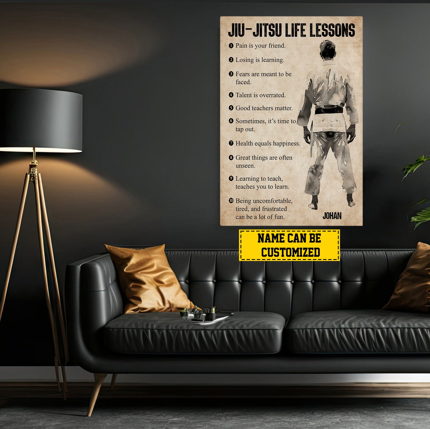 Personalized Jiu Jitsu Life Lessons Canvas Painting, Inspirational Quotes Wall Art Decor, Poster Gift For Jiu Jitsu Lovers