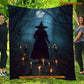 Witch Blanket, The Witch In The Dark Forest Around Candles Fleece Blanket - Sherpa Blanket Gift For Halloween