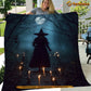 Witch Blanket, The Witch In The Dark Forest Around Candles Fleece Blanket - Sherpa Blanket Gift For Halloween