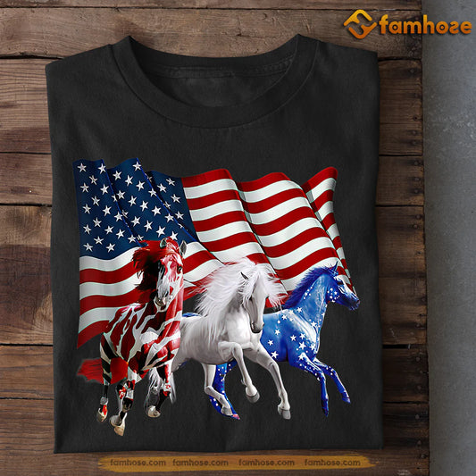 July 4th Horse T-shirt, Horse USA Flag, Independence Day Gift For Horse Lovers, Horse Tees