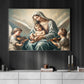 Virgin Mary With Kids, Religious Canvas Painting, Wall Art Decor, Angel Poster Gift