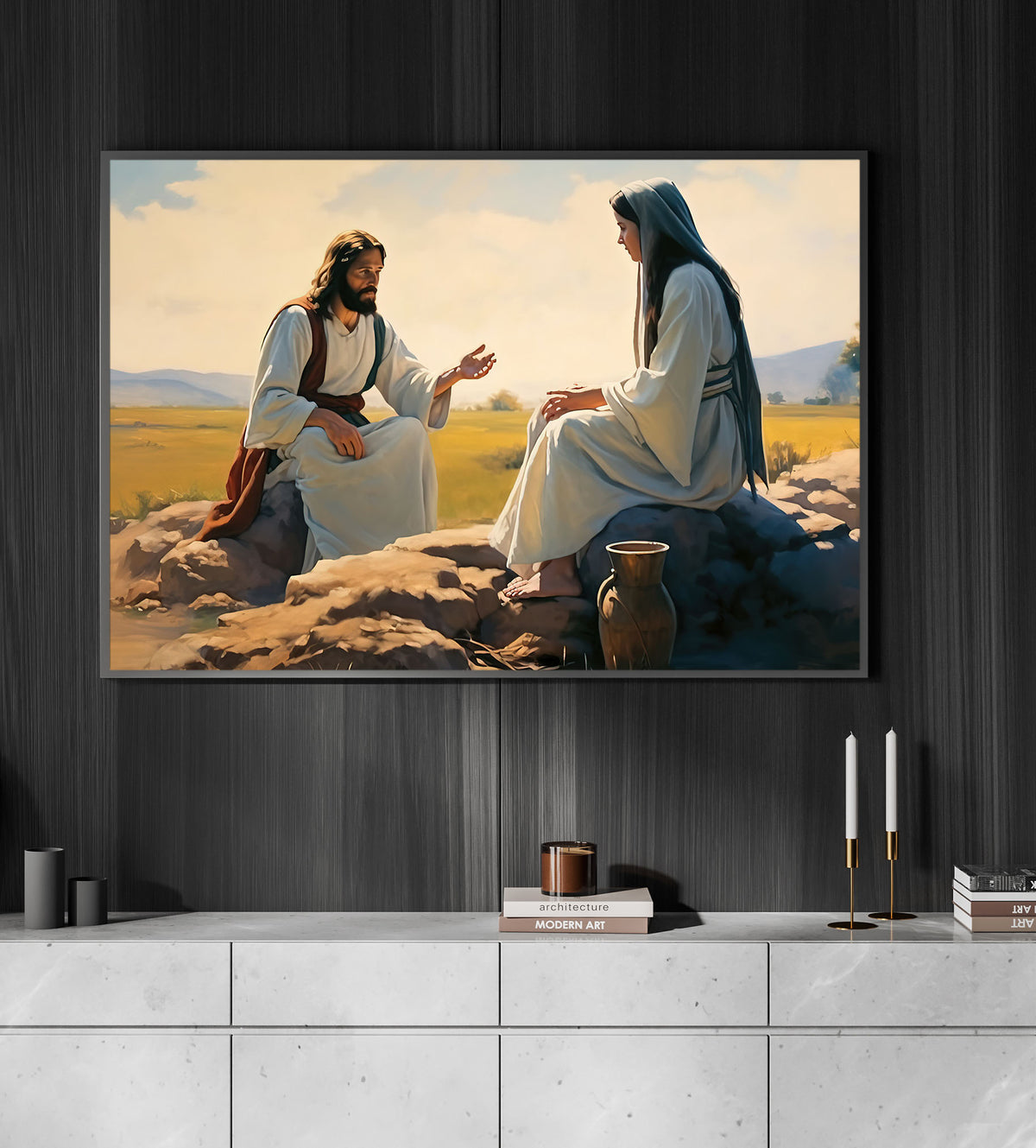 Jesus And Woman At The Well, Samaritan Woman Canvas Painting, Jesus Wa ...