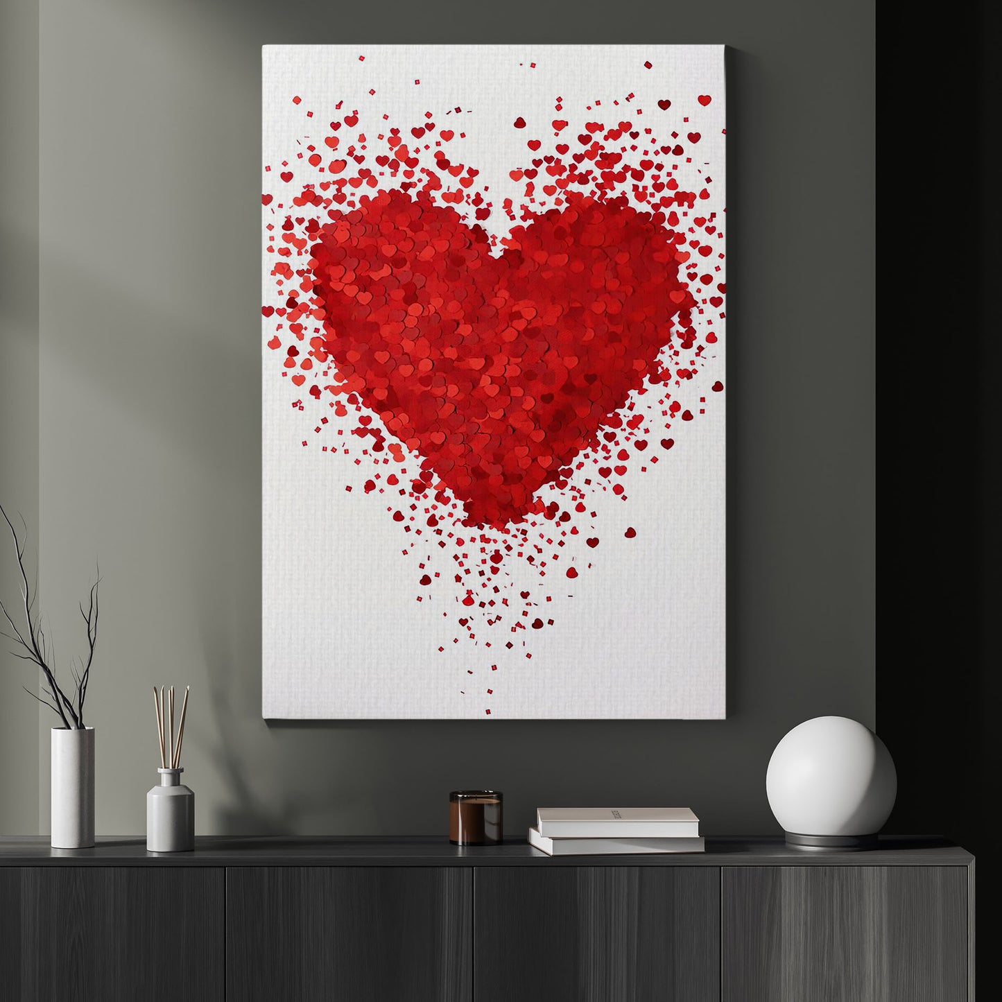A Heart's Abstract, Valentine's Day Canvas Painting, Love Wall Art Decor - Valentines Poster Gift