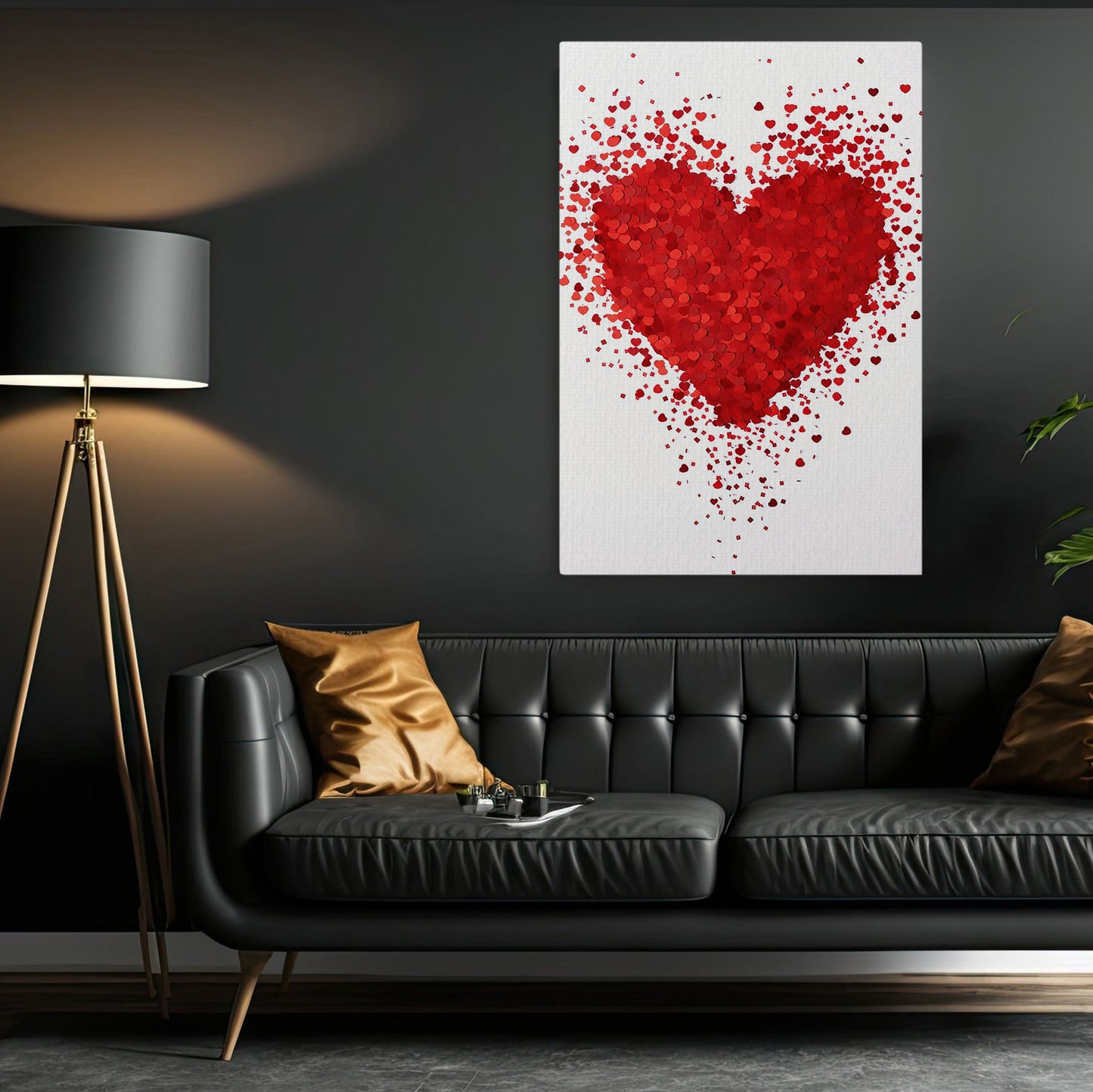 A Heart's Abstract, Valentine's Day Canvas Painting, Love Wall Art Decor - Valentines Poster Gift