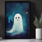 Cute Ghost Moonlight Halloween Canvas Painting, Wall Art Decor - Dark Ghost Halloween Poster Gift