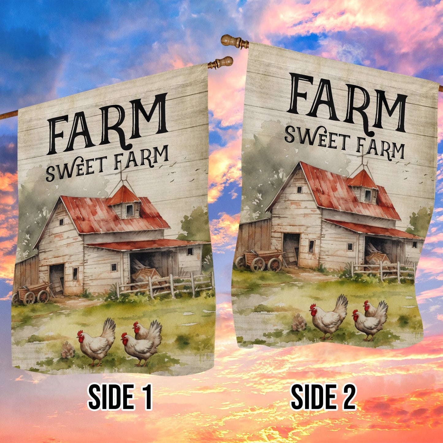 Chicken Flag, Farm Sweet Farm, Gift For Chicken Lovers, Farmers, Garden Lovers