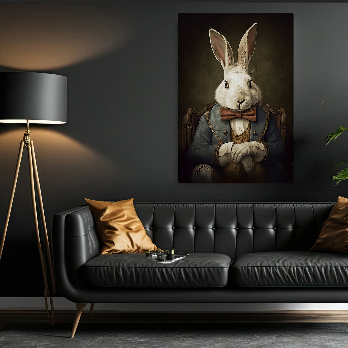 Victorian Rabbit In Suit, Gothic Canvas Painting, Victorian Animal Wall Art Decor - Poster Gift For Rabbit Lovers