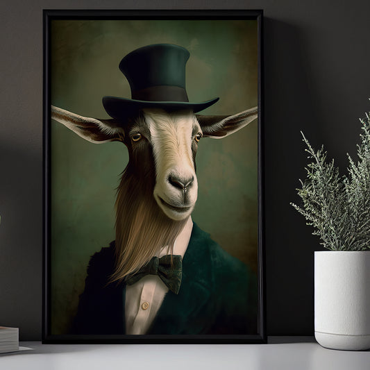 Victorian Billy Goat In Suit, Vintage Canvas Painting, Victorian Animal Wall Art Decor - Gothic Poster Gift For Goat Lovers