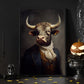 Cool Cow Potrait Vintage Canvas Art Print - Renaissance Farmer Poster